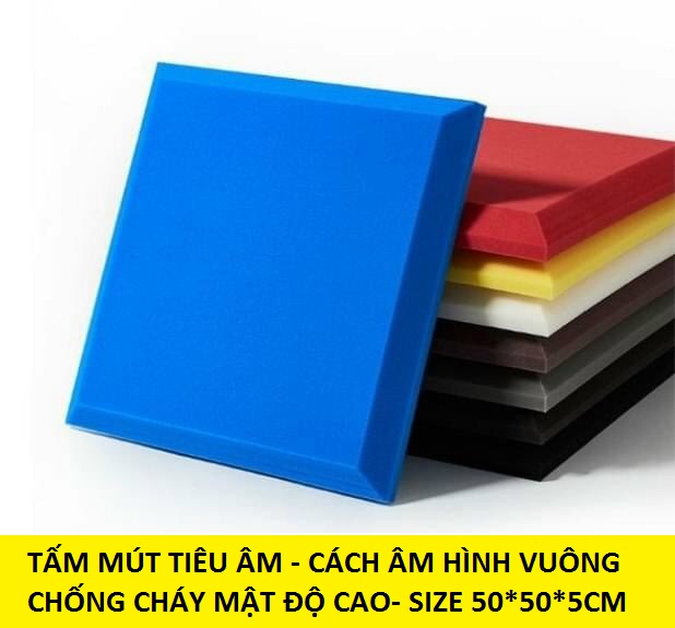 Tấm mút tiêu âm Cách âm.Hình vuông bề mặt phẳng.Kích thước 50*50Cm.Dày 5Cm