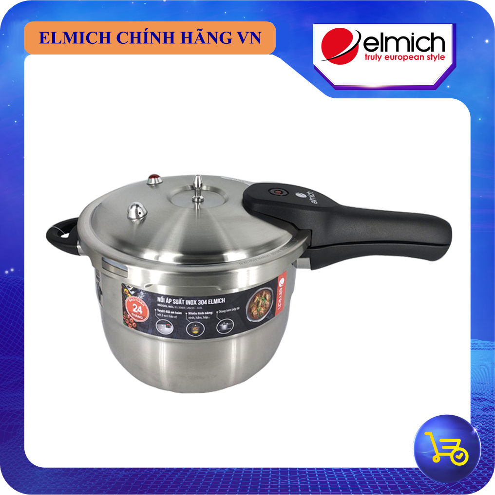 Nồi áp suất inox 304 elmich đáy từ 20cm 22cm 4l - 5.5l el3369 - el3371 - hàng chính hãng