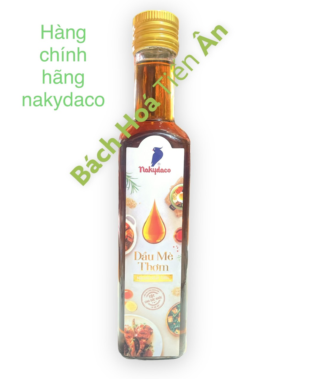 Dầu mè thơm nguyên chất Nakydaco chai 250ml mẫu chai thủy tinh mới chính hãng thơm ngon