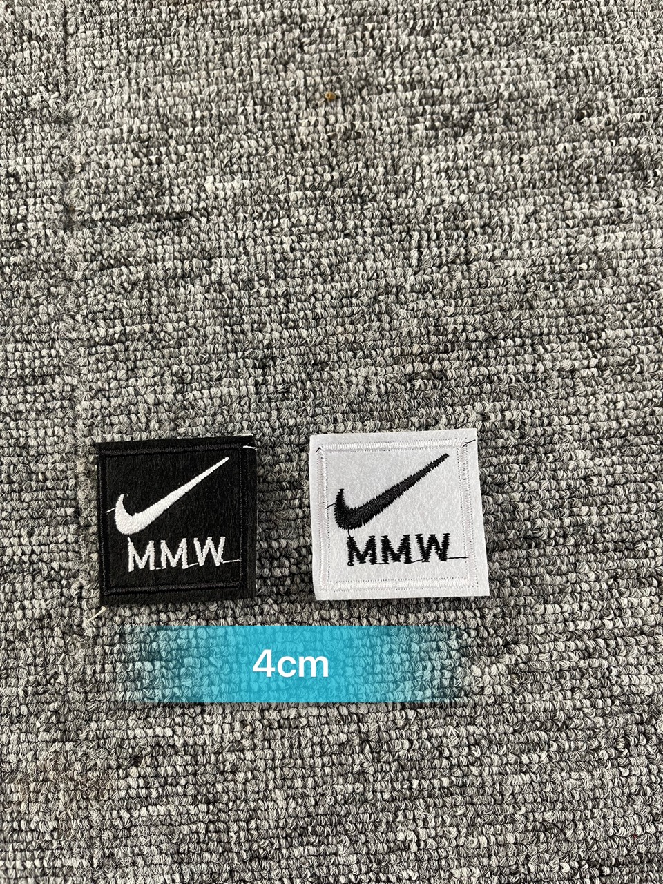 Miếng Sticker Thêu Ủi hình logo vuông nik.e