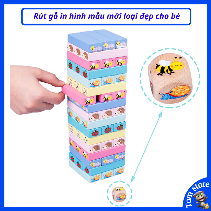 Đồ chơi thông minh cho trẻ em, trẻ con bộ rút gỗ màu in hình con vật, xếp hình thông minh bằng gỗ loại đẹp cho bé trai, gái 2 3 4 5 6 7 8 tuổi. Trò chơi trí tuệ cho trẻ nhỏ TOM
