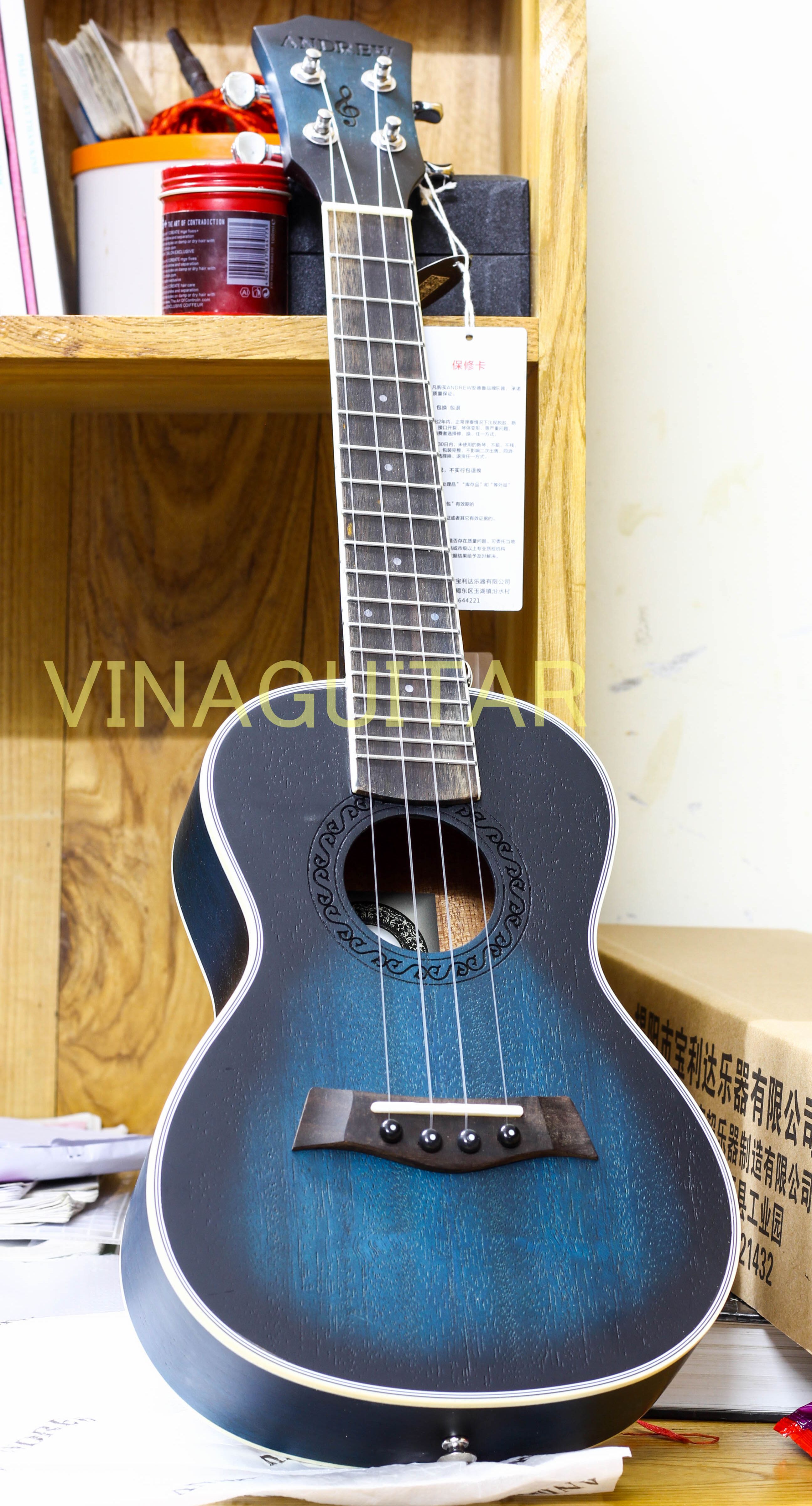 Đàn Ukulele Andrew A-805 FULL OMBRE XANH DƯƠNG ĐEN