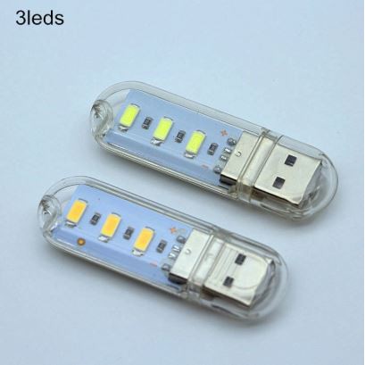Đèn led cắm cổng USB 3 bóng mini - Ánh sáng trắng