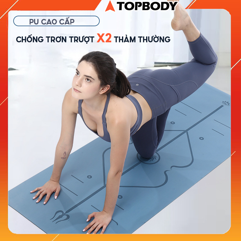 Thảm tập yoga định tuyến da pu cao cấp, thảm tập yoga chống trượt, thấm hút mồ hôi + tặng kèm túi đựng yoga - topbody-t3-thamt03