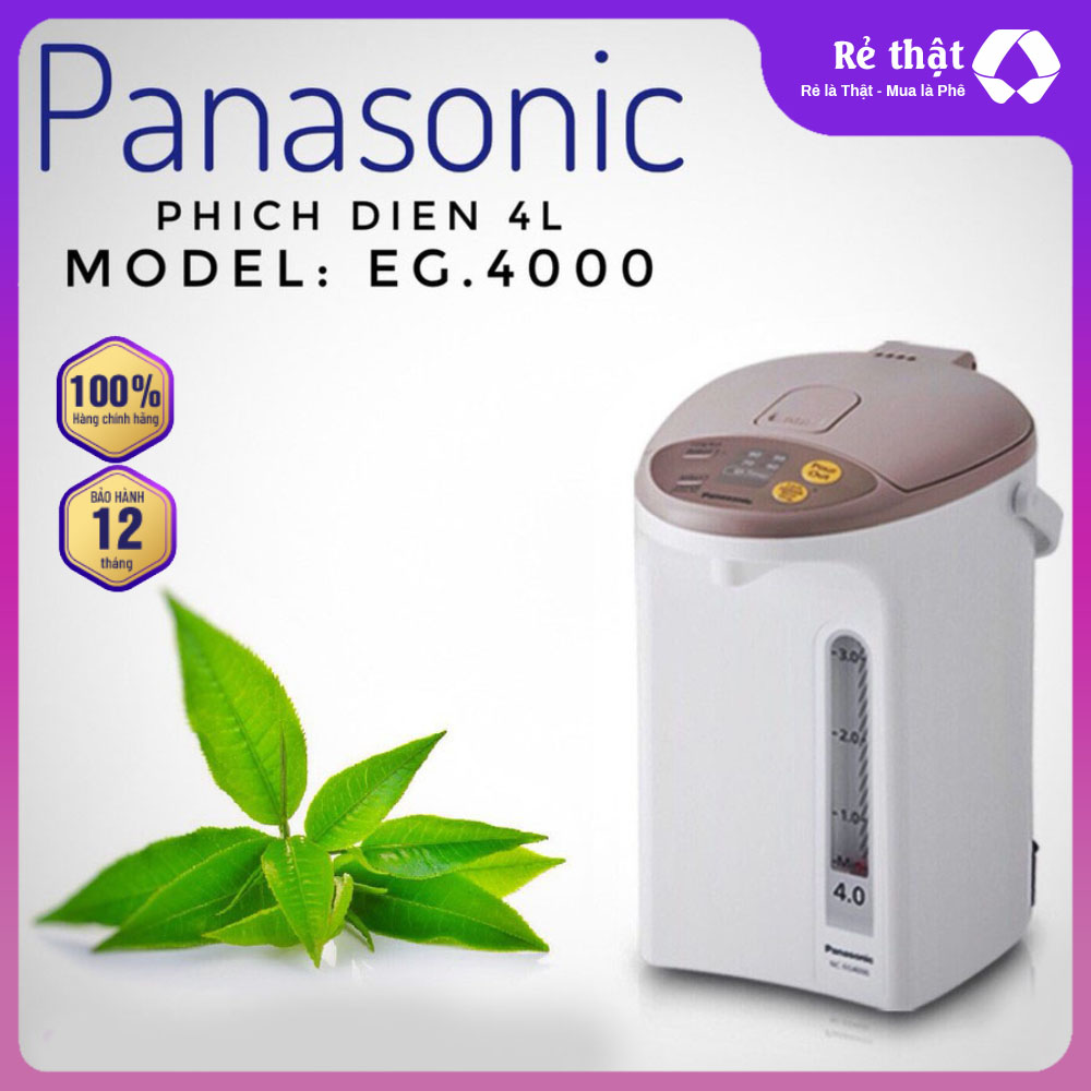 Bình thủy điện Panasonic dung tích 4 Lít NC-EG4000CSY sản xuất Thái Lan, hàng chính hãng bảo hành 12 tháng