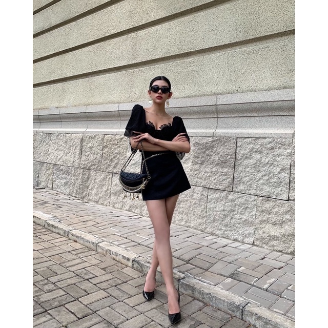 Black rever set - áo corset cách điệu và chân váy
