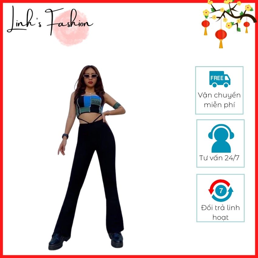 Quần ống loe xẻ trước hot trend 2022 q018 linh's fashion, quần loe cạp cao hack dáng, li trước, vải cao cấp loại 1