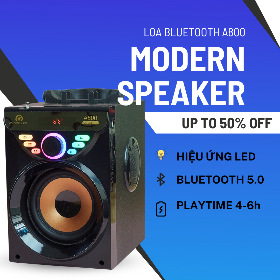 Loa bluetooth mini A800 loa không dây xách tay nhỏ gọn âm thanh siêu hay đèn led nhấp nháy hỗ trợ cắm thẻ nhớ USB pin trâu nhỏ gọn dễ dàng mang đi du lịch