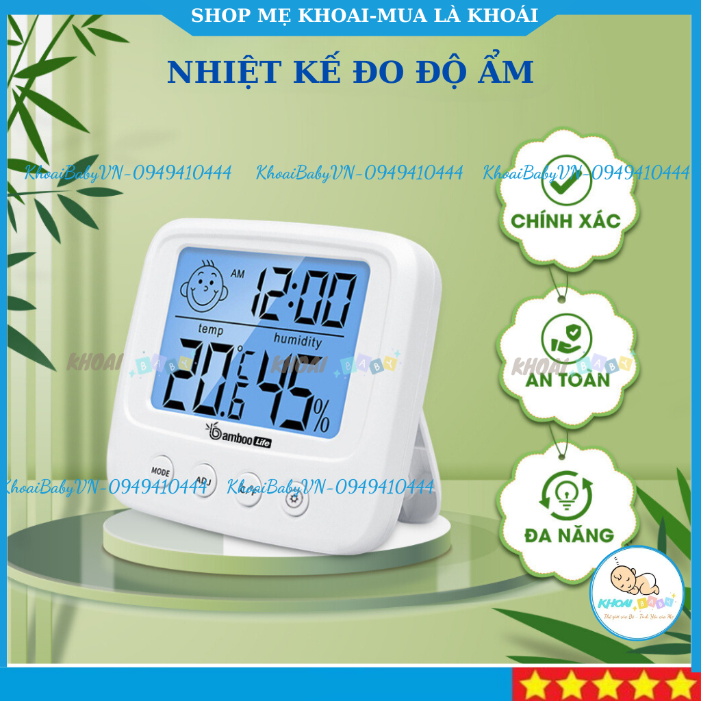 Nhiệt ẩm kế điện tử 3 trong 1 nhiệt kế phòng đo nhiệt độ phòng ngủ máy đo độ ẩm-khoaibaby