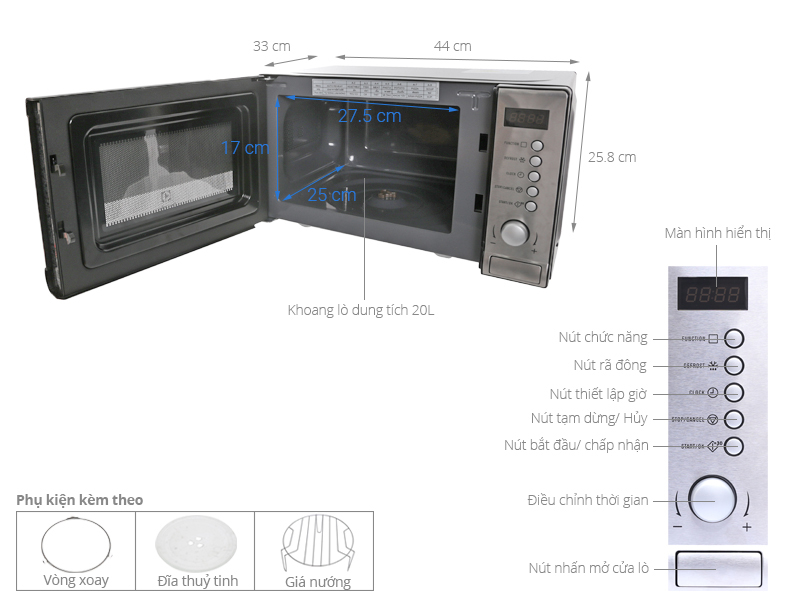 Lò vi sóng electrolux ems2027gx 20 lít