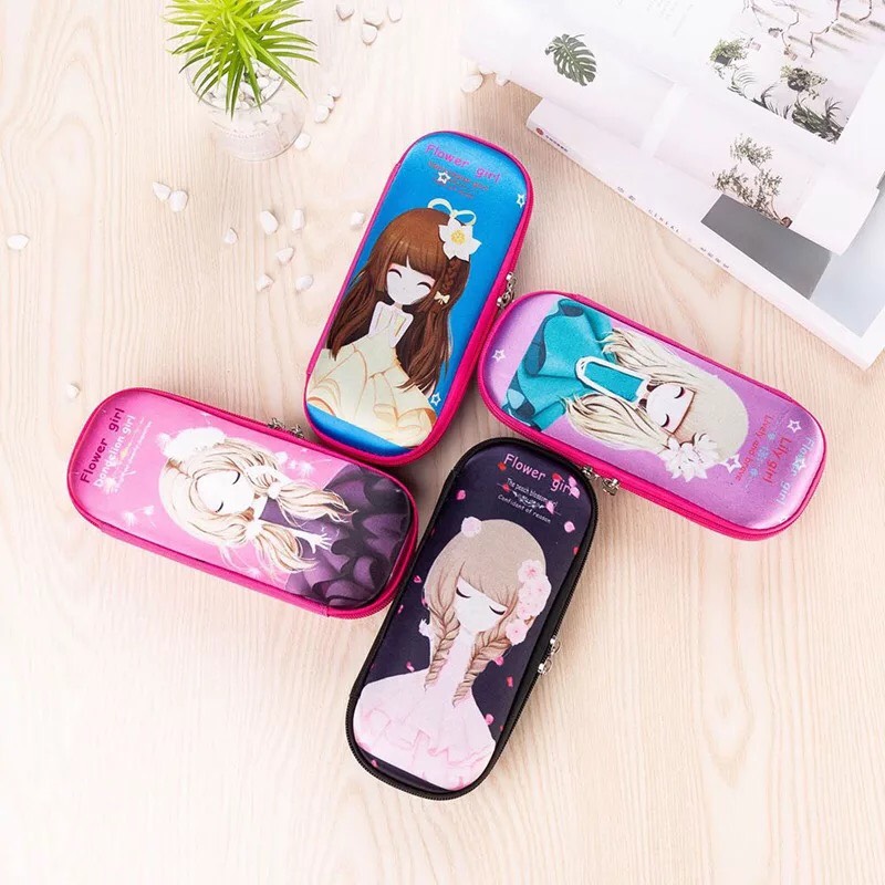 Hộp bút dễ thương cho bé gái + tặng bộ dụng cụ học tập