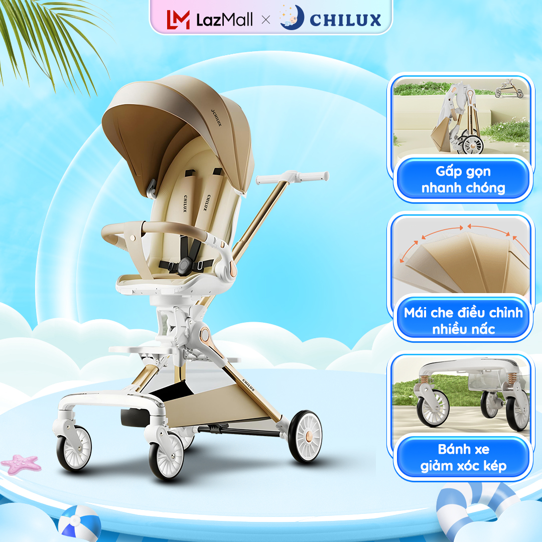 Xe đẩy gấp gọn cho bé Chilux M06 Pro - Xoay 2 chiều, gấp gọn nhanh chóng