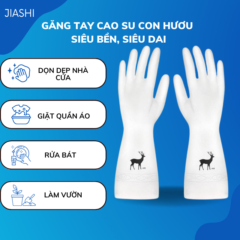 Găng tay cao su con hươu - siêu bền, siêu dai - rửa bát, làm bếp, làm vườn, dọn dẹp - bảo vệ da tay GTC01