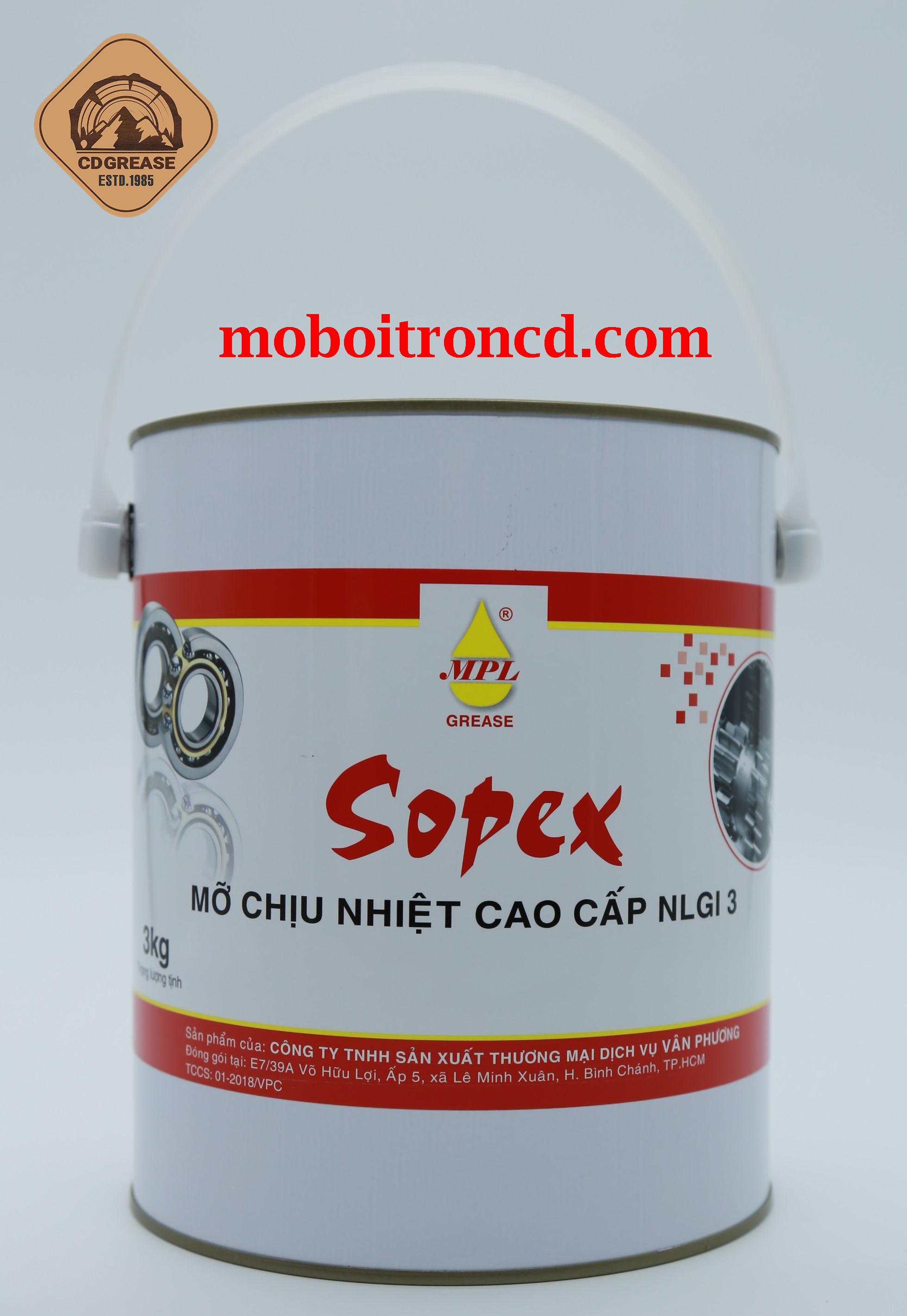 Mỡ bôi trơn Sopex chịu nhiệt kháng nước xô 3kg
