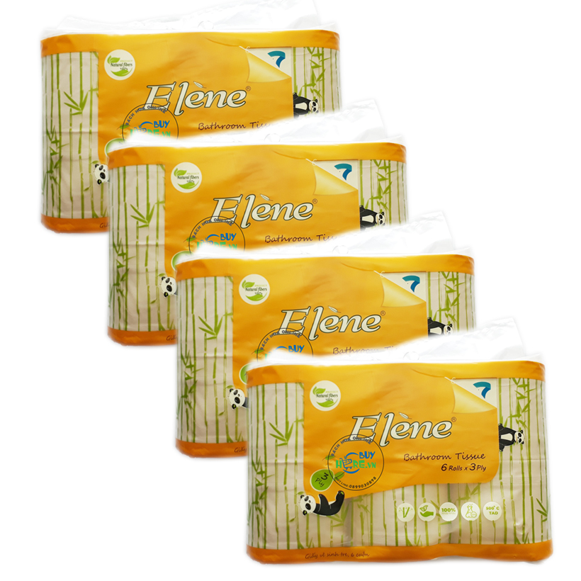 [HCM]Comboi 4 gói Giấy Vệ Sinh Elène Tre 6 Cuộn 3 lớp Cao Cấp Có Lõi