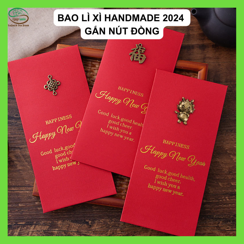 Set 10 Phong Bao Lì Xì Handmade Gắn Nút Rồng Bằng Đồng Tết 2024 Hahulado Bao Lì Xì Tết Giáp Thìn Bao Lì Xì Độc Lạ Cute Giấy Cứng Hahulado Official Store