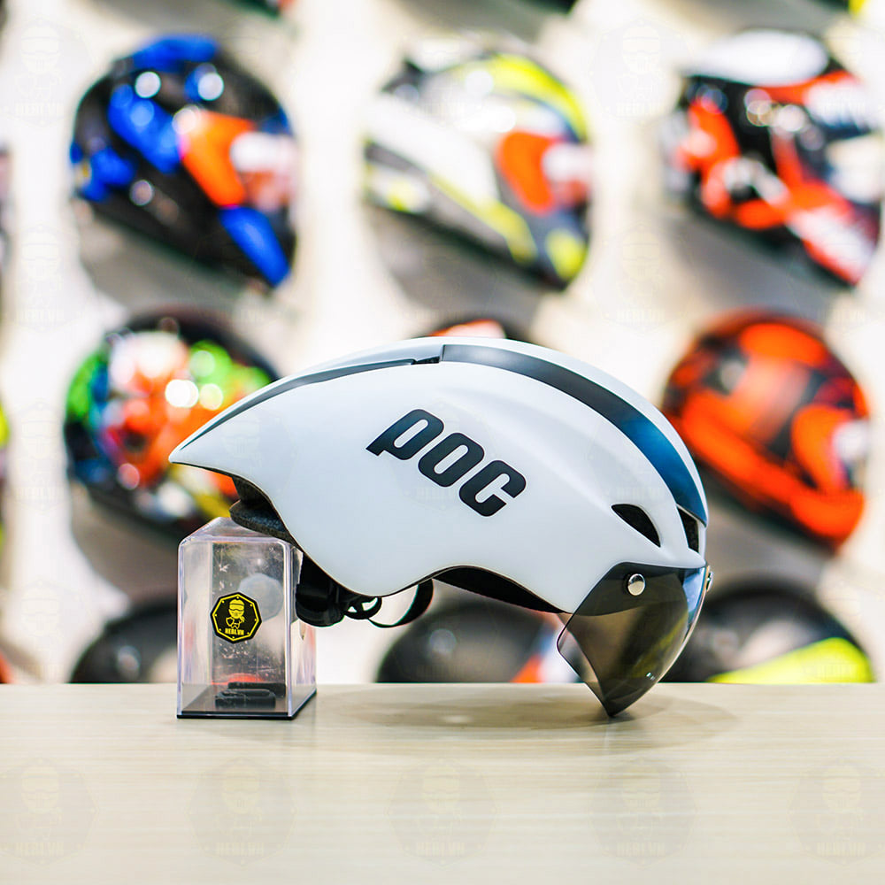 NÓN THỂ THAO POC 01 MÀU TRẮNG VIỀN ĐEN KÈM TÚI ĐỰNG NÓN VÀ HỘP CHÍNH HÃNG