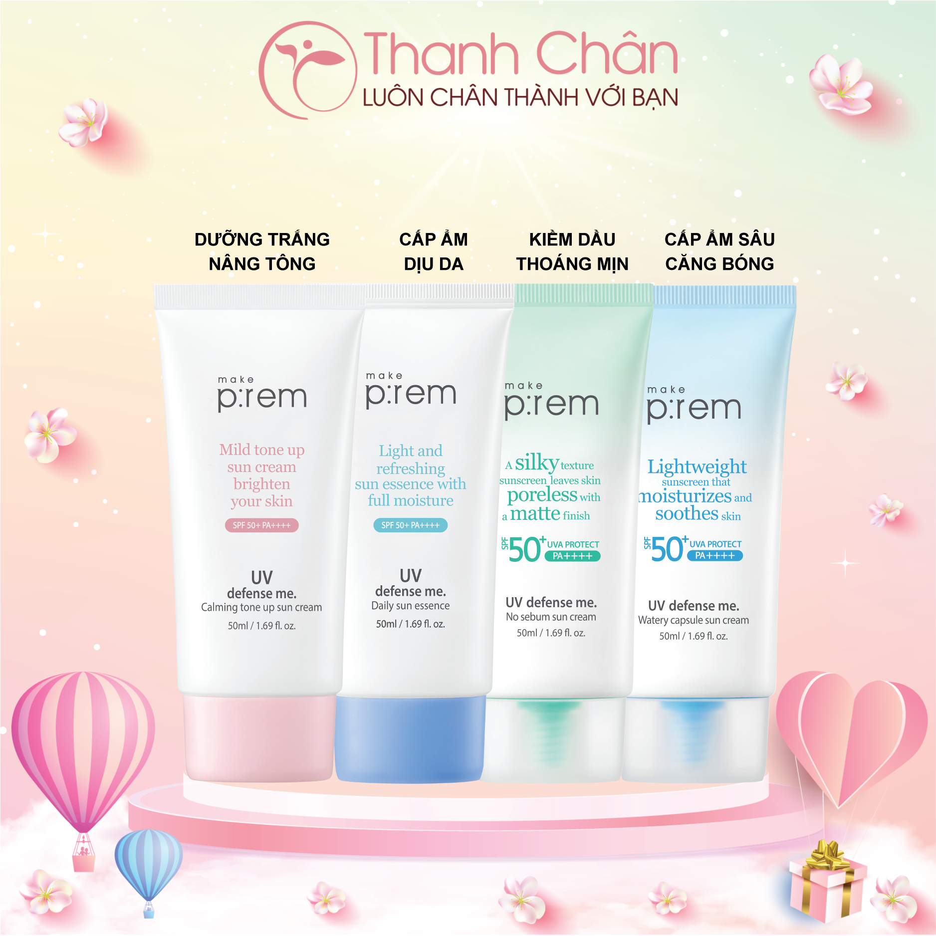 Kem Chống Nắng Make P:rem UV defense me