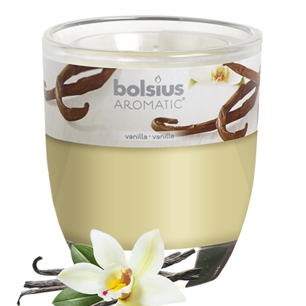 Ly nến thơm tinh dầu Bolsius Vanilla 105g QT024339 - hương hoa vani, Nến thơm khử mùi, nến trang trí, thơm phòng, thư giãn, khử mùi