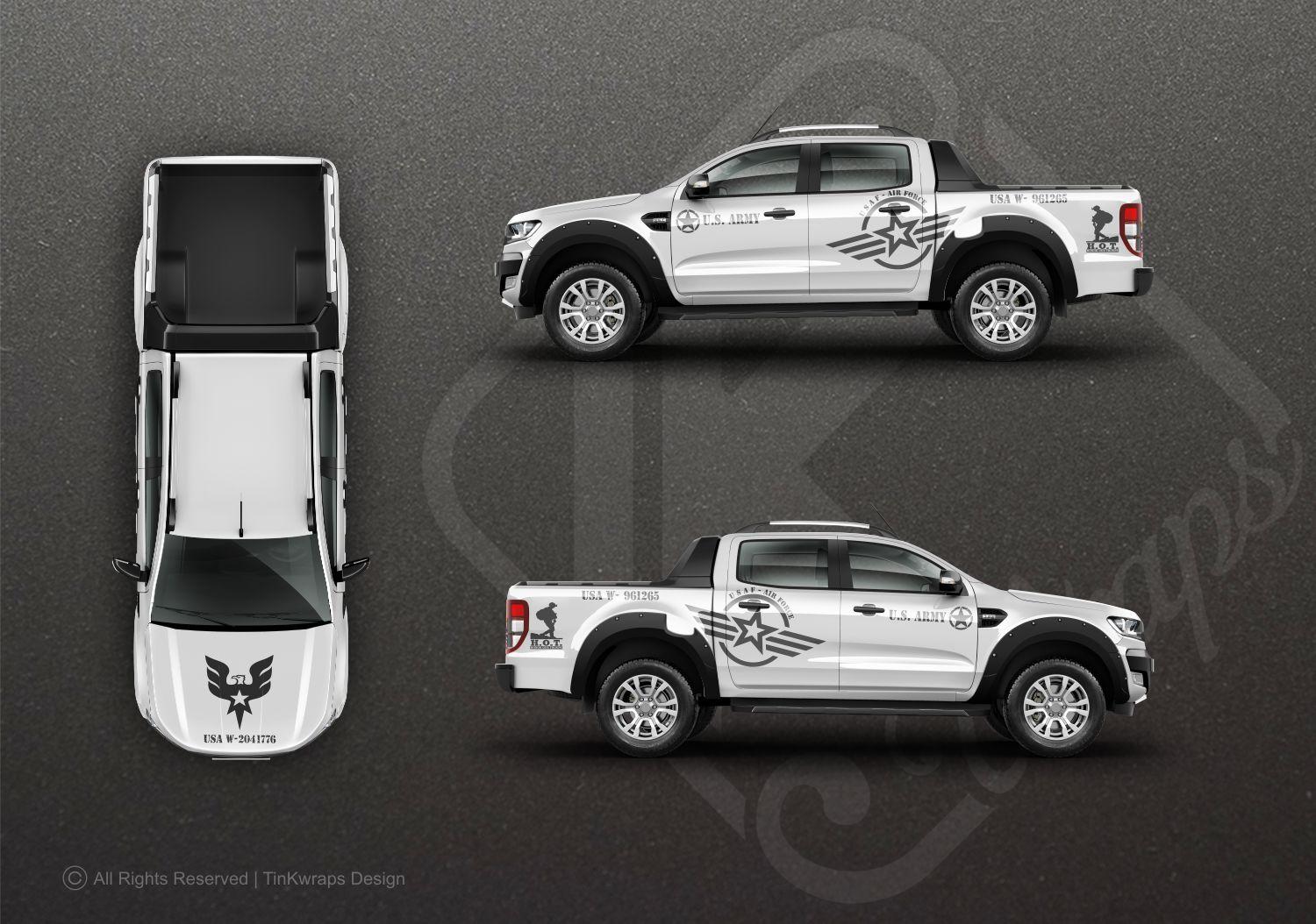 Decal dán sườn Ford Ranger Army Vinyl Cut
