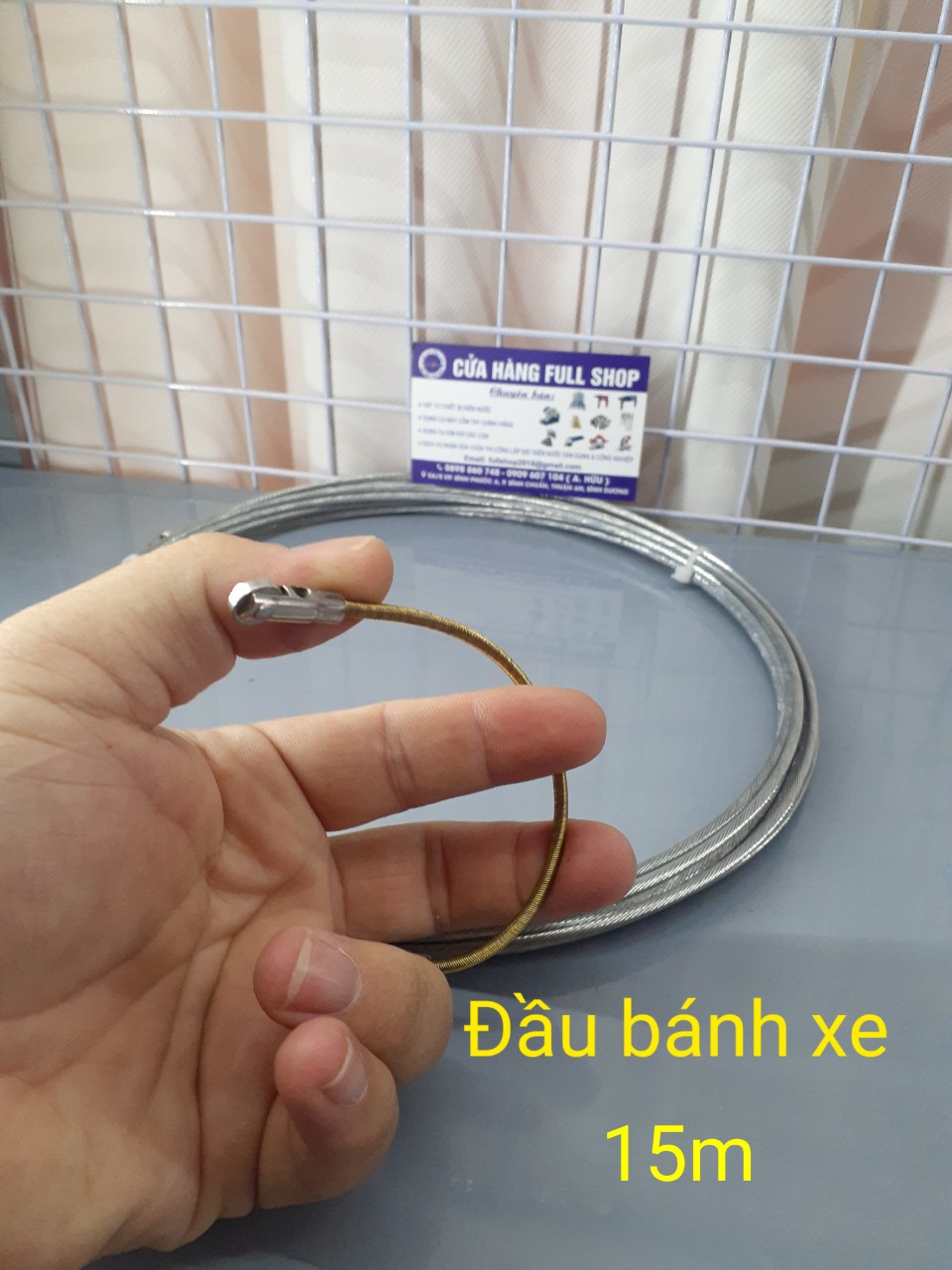 Dây mồi 15m bằng cáp đầu bánh xe (kèm 1 dây thắt)
