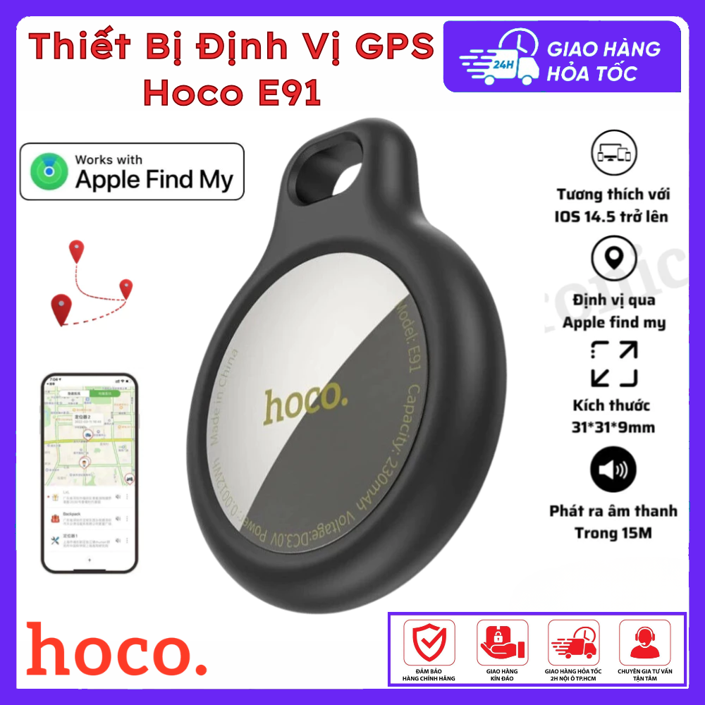  Thiết Bị Định Vị GPS Hoco E91 Chính Hãng Theo Dõi Oto Xe Máy Tìm Chìa Khóa Đồ Vật Ví Thú Nuôi Kết Nối Qua App 