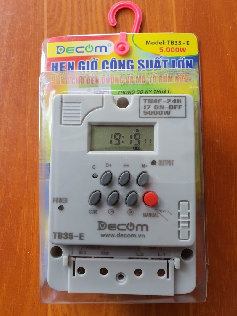 Ổ cắm hẹn giờ thông minh decom tb-35 5000w - bật tắt 17 lần