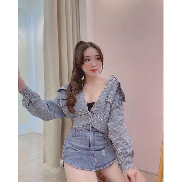 Áo khoác jean nữ chất bò in nổi thời trang gonshop89 mskjn2