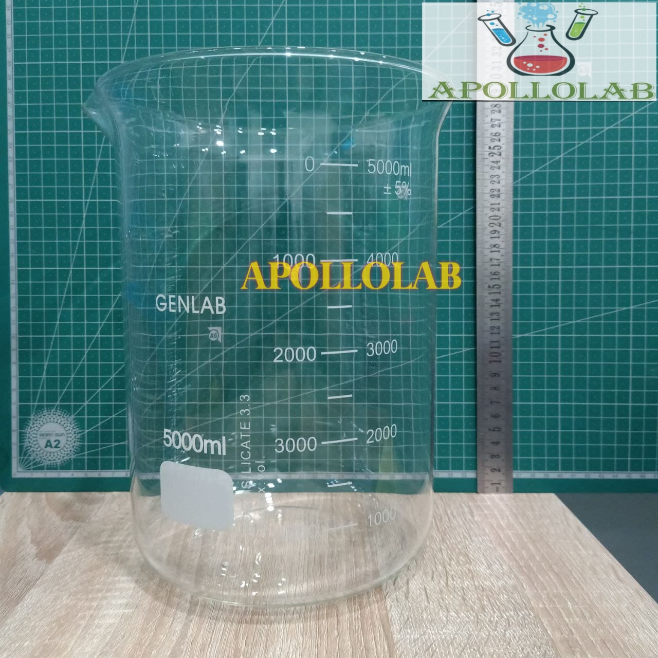 Cốc thủy tinh có mỏ 5 Lít chia vạch thí nghiệm chịu nhiệt