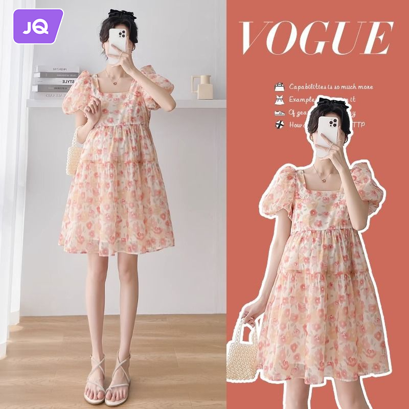 JOYNCLEON quần áo phụ nữ mang thai 2023 phiên bản Hàn Quốc thời trang mới áo khoác ngoài hợp thời trang của mẹ tay áo phồng hoa dễ thương Đầm công chúa nữ