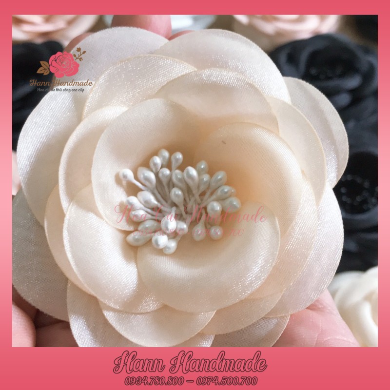 Hoa Cài Áo Handmade Vải Voan Hàn Quốc Có Ghim Cài [HANN HANDMADE - Hoa cài áo, phụ kiện thời trang sỉ]