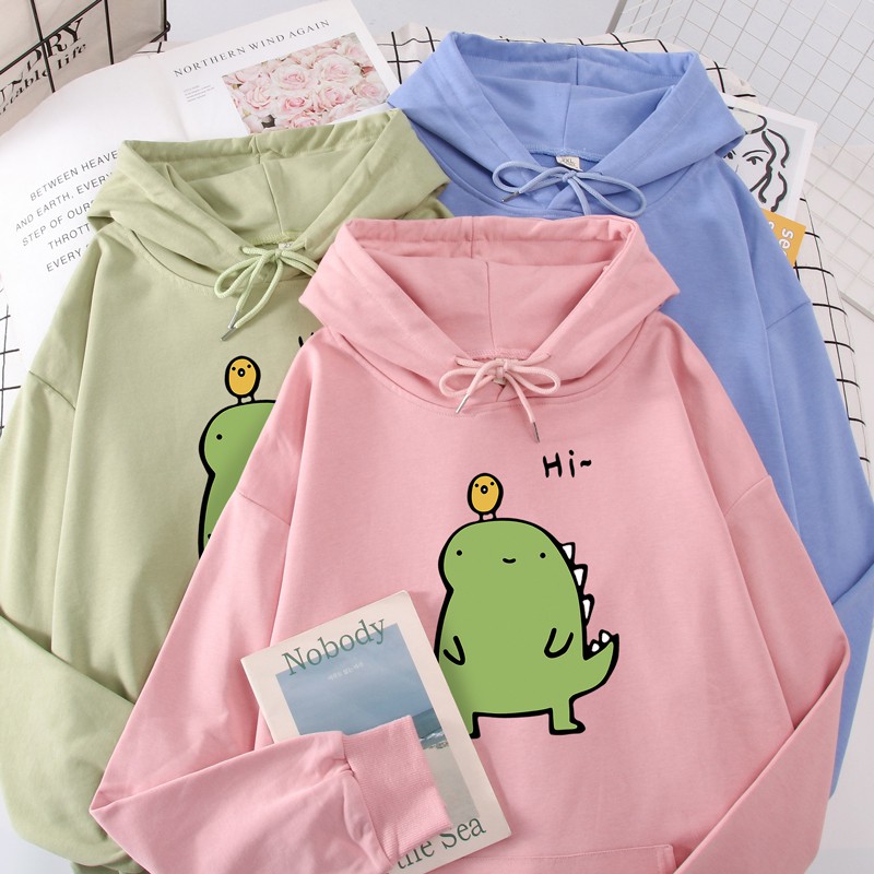 Áo hoodie khủng long hi tay bồng chất nỉ ngoại
