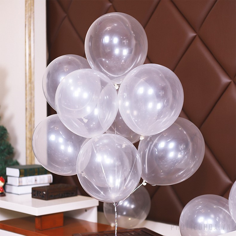 Bong bóng cao su trong suốt 25cm set 10 quả