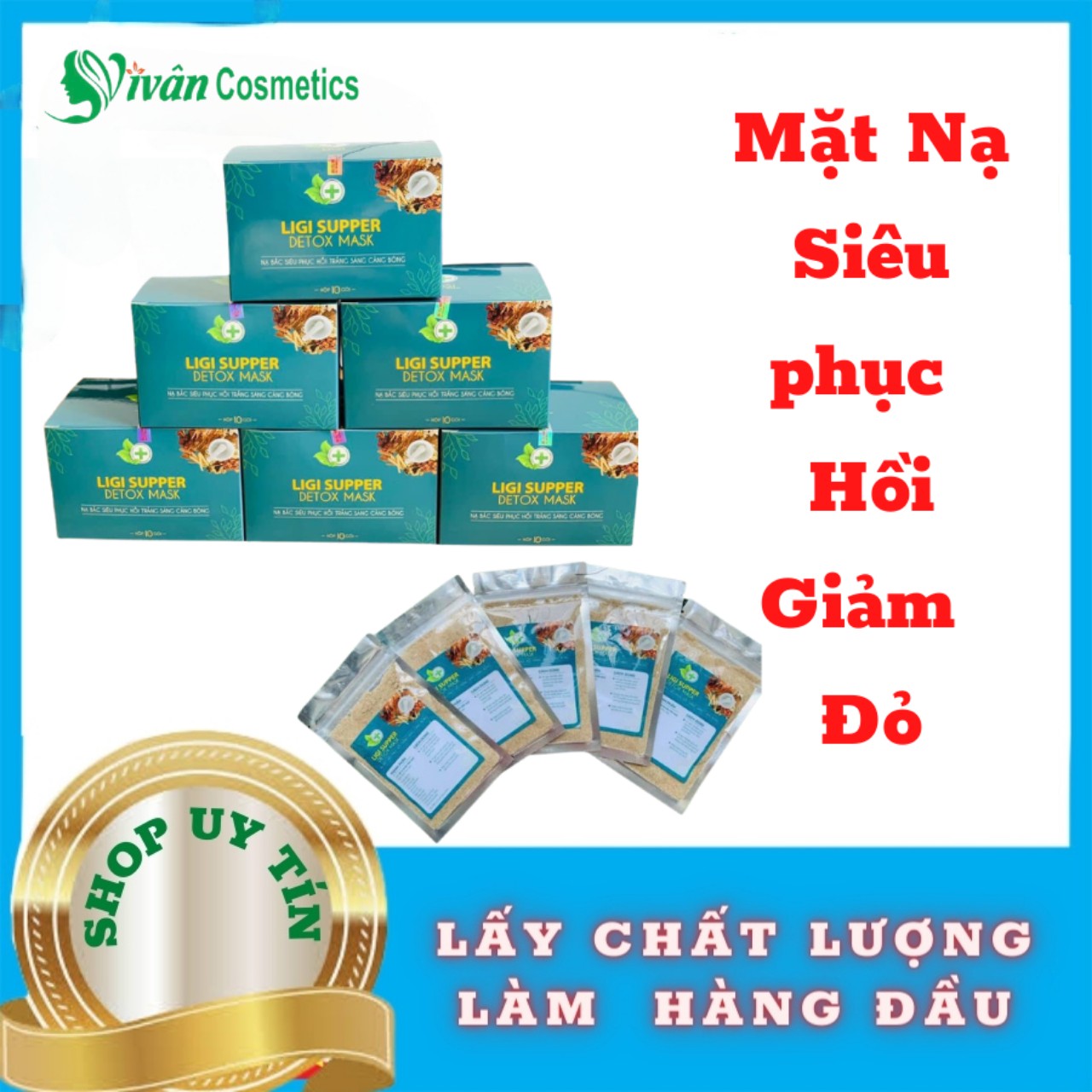 Nạ Bắc Phục Hồi Da Cấp Ẩm, Nuôi Dưỡng Da Toàn Diện LIGI Hộp 10 Gói
