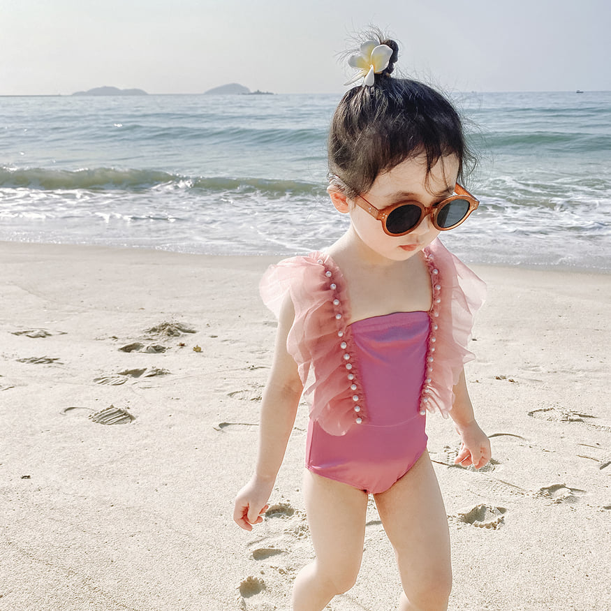 Bộ bikini bé gái đính ngọc trai xinh xắn