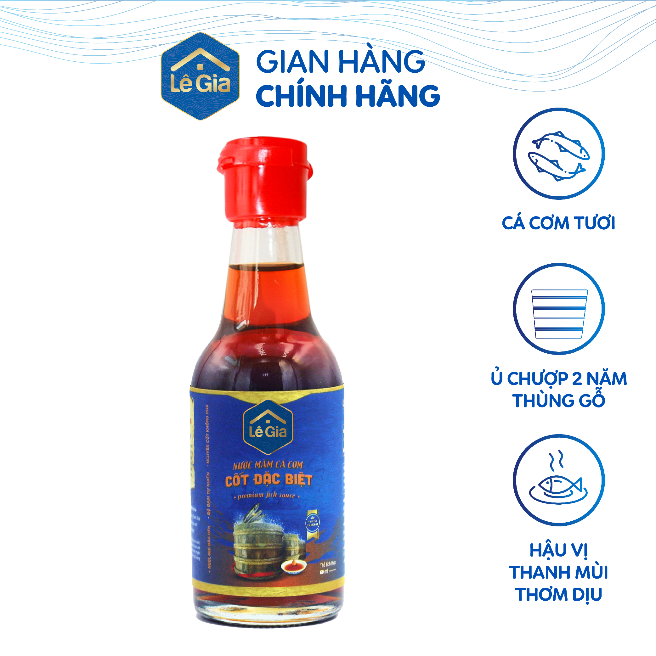 Nước mắm cốt đặc biệt Lê Gia chai thủy tinh 60ml