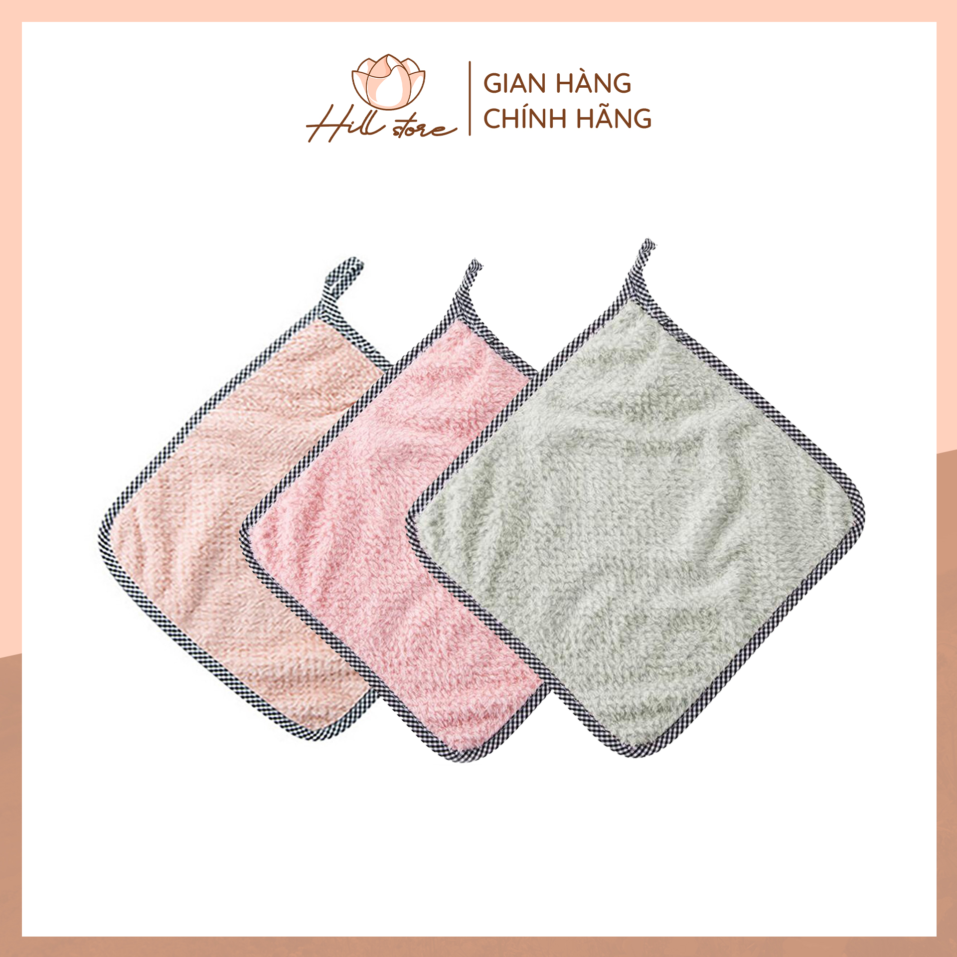 Khăn lau bếp, chén bát, giẻ lau tay hình vuông đa năng siêu mềm siêu thấm nước 25*25cm - Hill Store