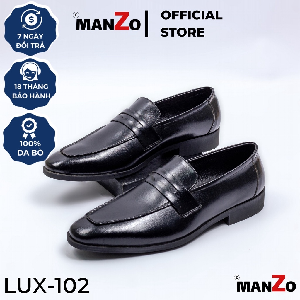 [DA THẬT] Giày tây nam cao cấp công sở màu đen lịch lãm MANZO - LUX 102
