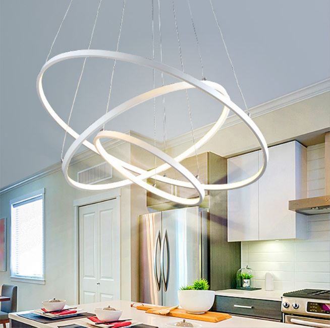 Đèn thả MONSKY JACKY loại to 40x60x80cm 3 vòng viền trắng trang trí nội thất sang trọng, hiện đại - 3 chế độ ánh sáng - điều khiển từ xa