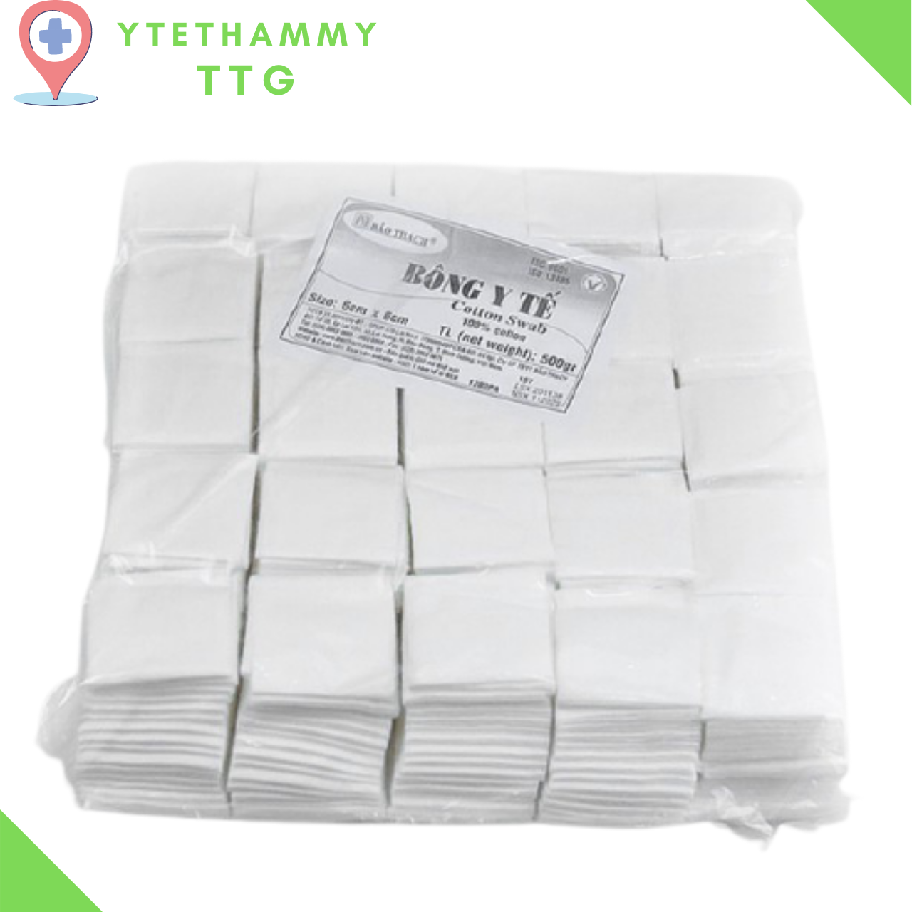 [Bịch 2400 Miếng] Bông Y Tế Bảo Thạch 6Cmx6Cm 500Gr, YteThammyTTG, BT6X6, Bông Tự Nhiên , Thấm Thuốc , Sử Dụng Rộng rãi , Tiện Lợi , Làm Sạch