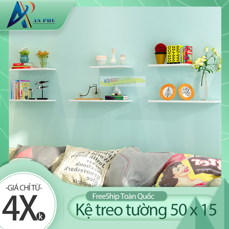 Kệ Treo Tường 6 Thanh Ngang Trắng Dài 50 Sâu 15cm
