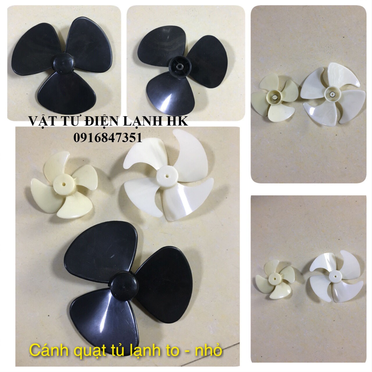 Cánh quạt nhựa tủ lạnh các loại cỡ (Chọn đúng cỡ khi đặt hàng)