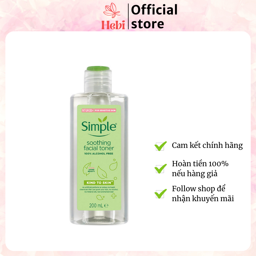 Nước hoa hồng cân bằng độ ph cho da nhạy soothing facial toner simple 200ml nhh0002