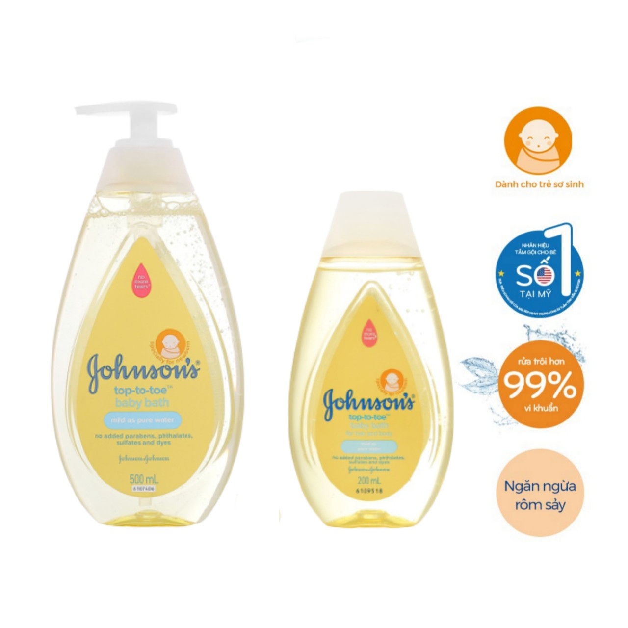 Sữa tắm gội cho bé Johnson Baby 200ml/500ml hàng chính hãng an toàn với làn da nhạy cảm của bé - TINI KIDS PLAZA