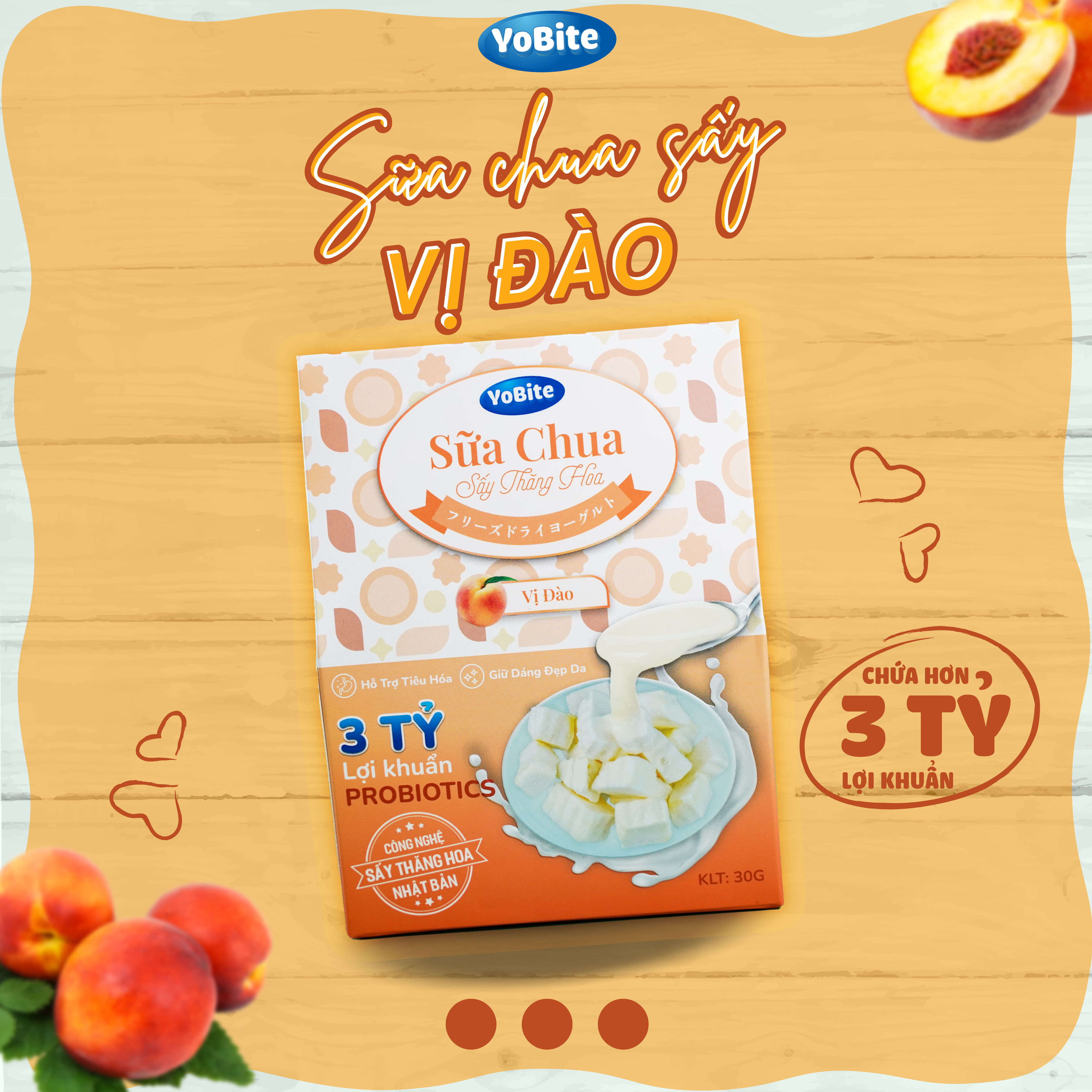 Sữa chua khô giảm cân vị Đào - YoBite Healthy - Giữ dáng đẹp da