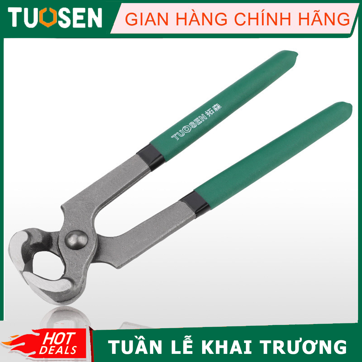 Kìm nhổ đinh bẻ kính tuosen, kìm càng cua đầu lớn 8inch/200mm, thép nguyên khối 45#