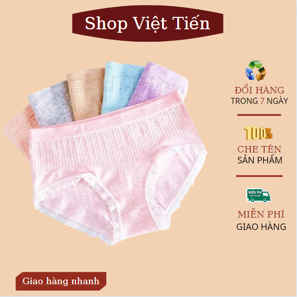 Set 05 quần lót nữ MUJI viền ren chất cotton mềm mịn co giãn tốt nâng mông kháng khuẩn,định hình vòng mông,thông thoáng khí giúp thỏa mái khi vận động Freesize 45-65kg VT-27 Việt Tiến