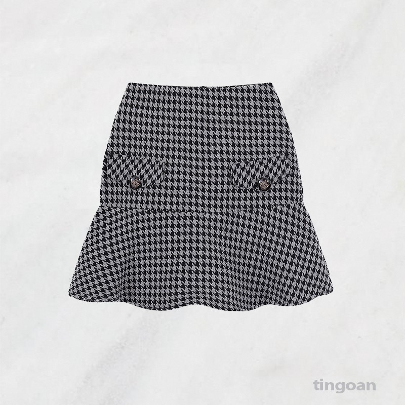 Chân Váy Set Vest Caro Xám Tingoan Jessica Skirt/Gr
