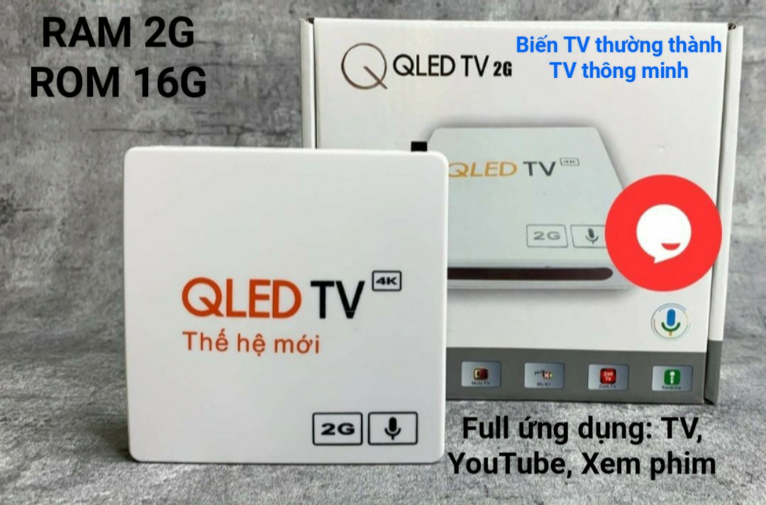Android TV Box RAM 2GB, Chính hãng QLED TV RAM 2G, Cài đặt sẵn ứng dụng Xem Tivi, Xem phim, Đọc báo...