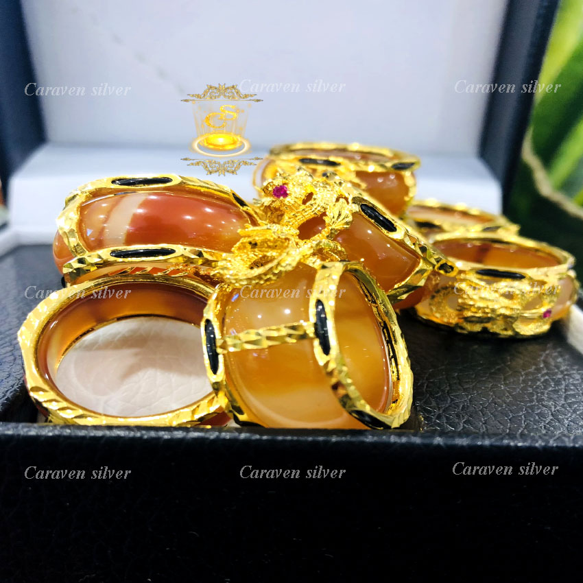 Nhẫn nam đầu rồng mạ vàng 18k - Caraven silver - TH1